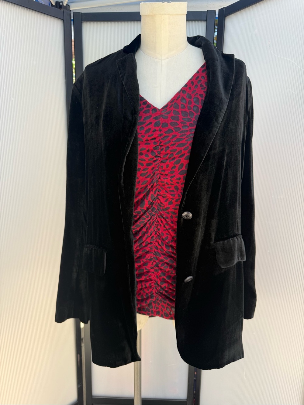 Vince Black Velvet Blazer with Notch Collar